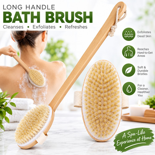 Natural wooden bristle shower - bristle,